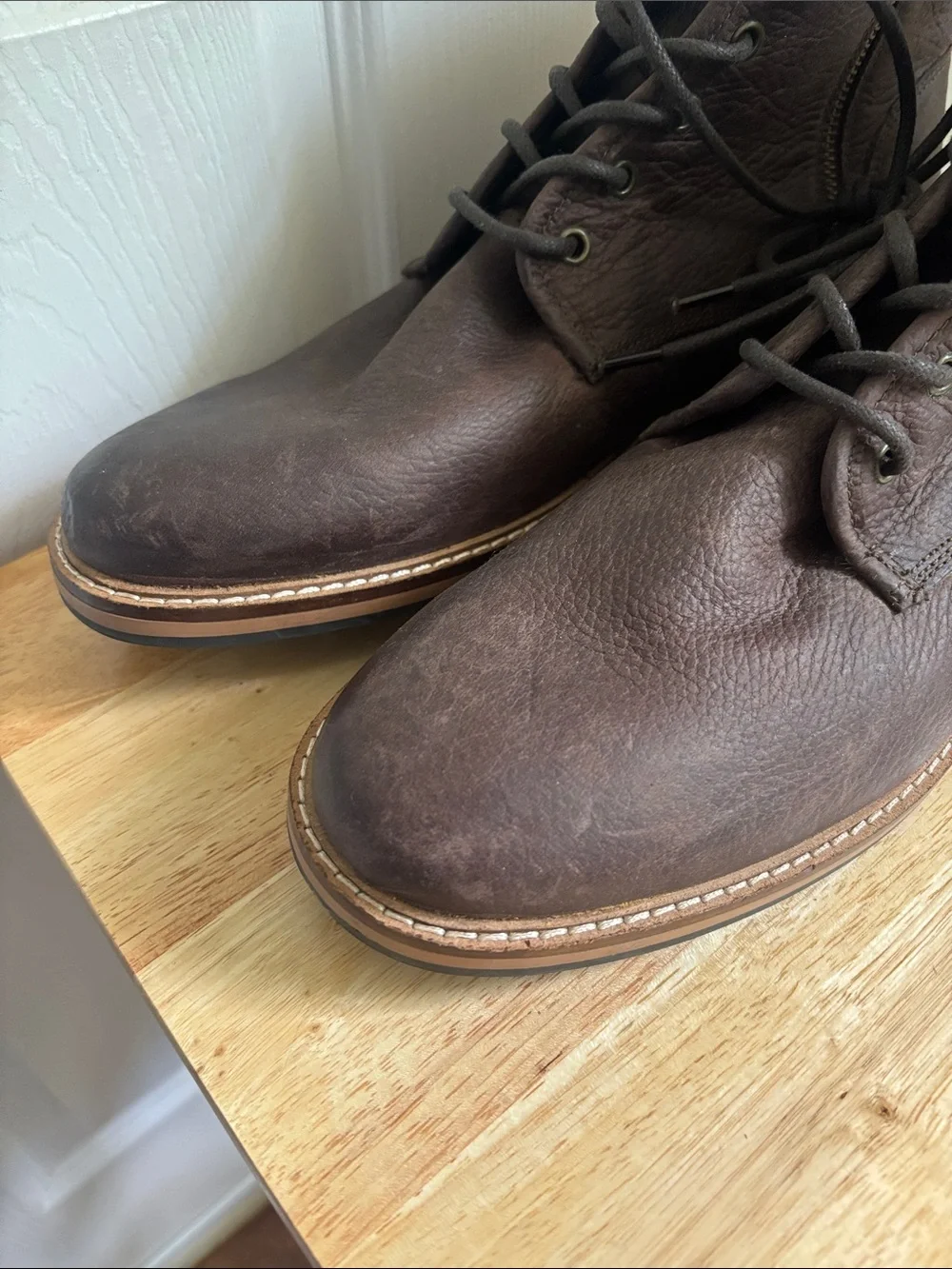 NEW Crevo Mens Dark Brown Leather Lace-Up Chukka Ankle Boots Size 13 memory foam